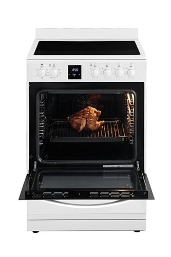 iio 24 inch Electric Stove iER-244SS, Oven Range with Triple Lined Door Glass, 4 Top Burners, Convection Fan, Deep Broiler, Digital Timer Clock, 5 Cook Functions