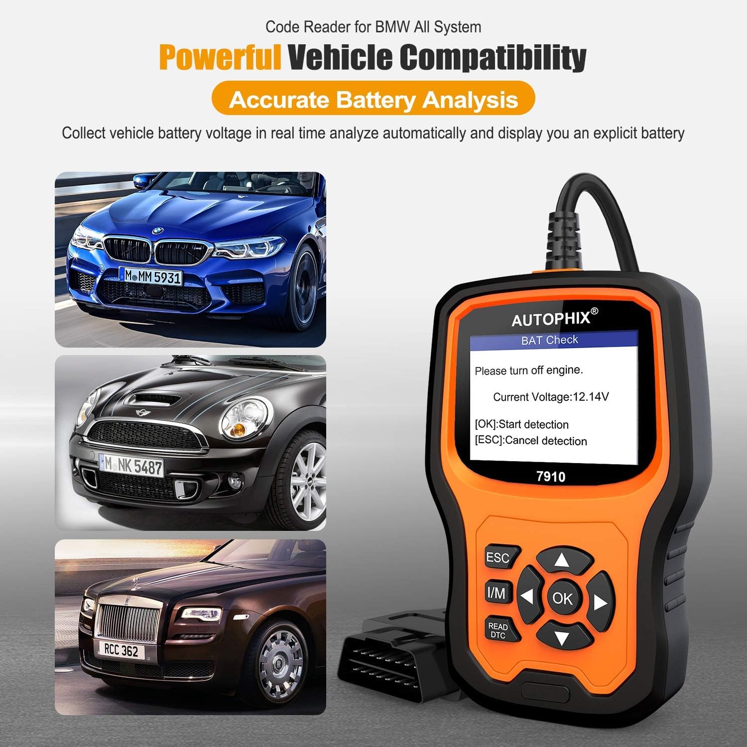 AUTOPHIX Diagnostic Scanner Tool for BMW Enhanced 7910 Full-System OBD2 Scanner Auto Fault Code Reader with Battery Registration for All BMW After 1998 [Upgrade Version]