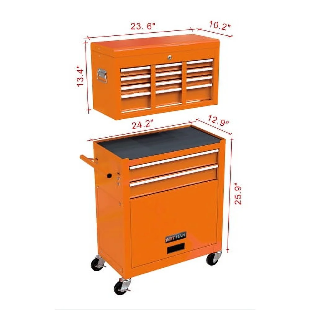 Rolling Tool Chest with Wheels and 8 Drawers, Detachable Large Toolbox Storage Cabinet with Lock,Locking Mechanic Tool Cart for Warehouse, Workshop,Garage,Blue