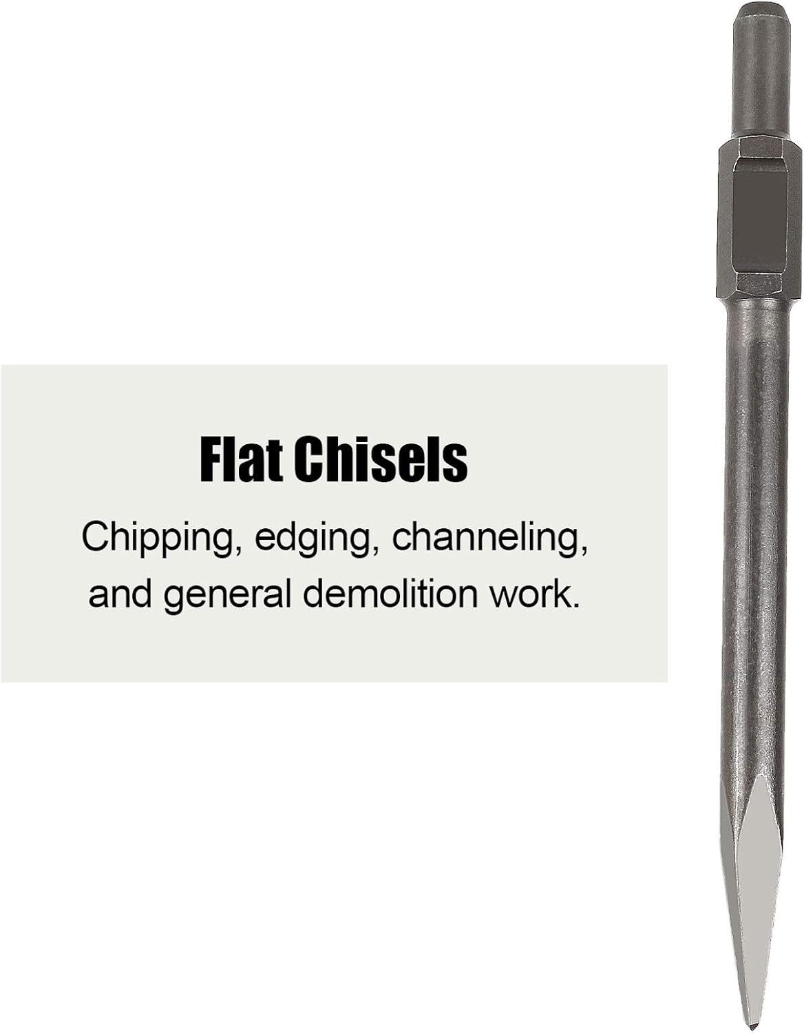 Jack Hammer Drill Bit Set 12 inch Demolition Hammer Drill Flat Tip and Bull Point Chisels for Demolition and Concrete Breaker Pack of 2