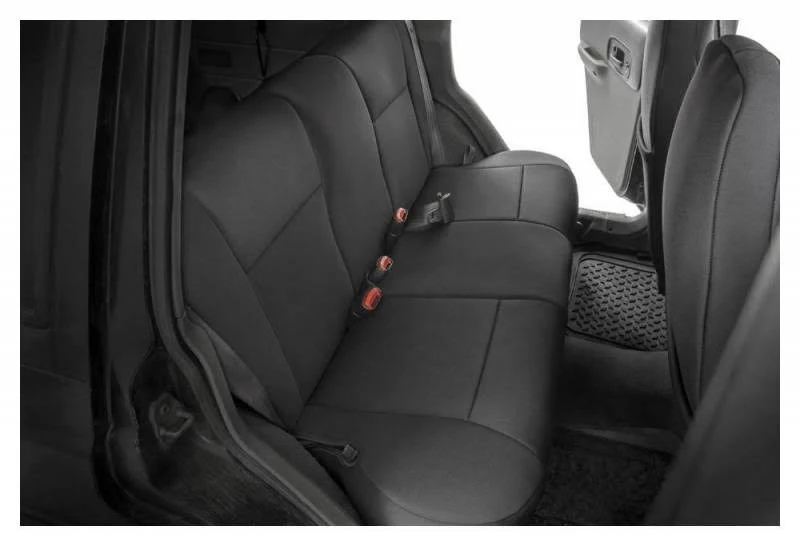 Rough Country 91023 Jeep Neoprene Seat Cover Set | Black [97-01 XJ w/ Detachable Headrest]