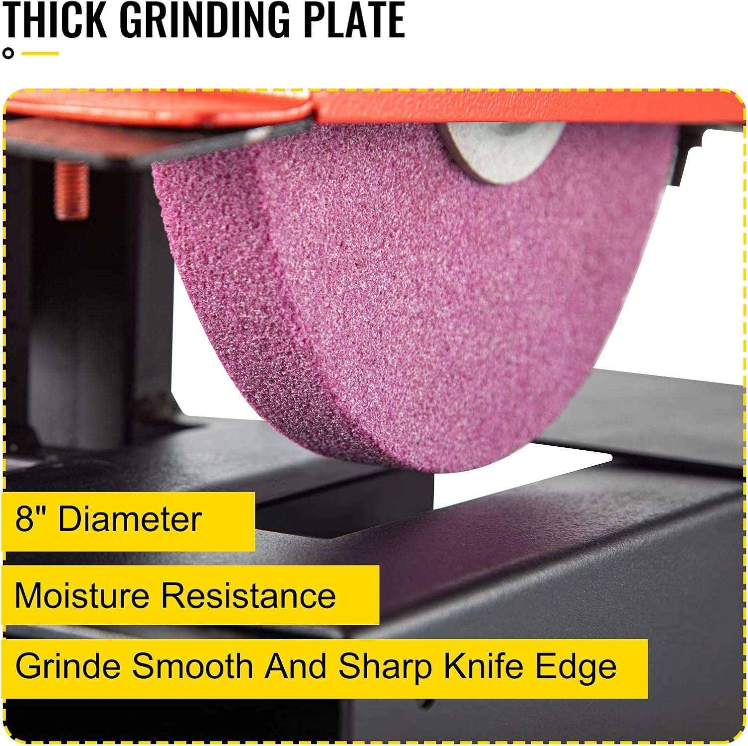 VEVOR Blade Grinder 1/2 HP Lawn Mower Blade Grinder 1700 RPM Variable Speed Bench Grinder 8" Diameter Grinding Plate Power Bench Grinders with Pure Copper Motor for Blade or Tool Grinding in Garden