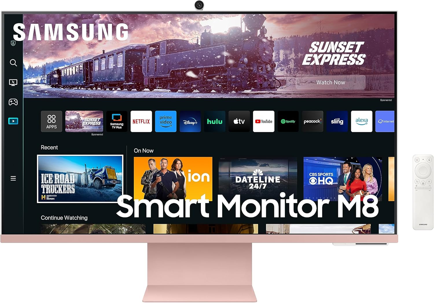 SAMSUNG 27" M80C UHD HDR Smart Computer Monitor Screen with Streaming TV, Slimfit Camera Included, Wireless Remote PC Access, Alexa Built-in (LS27CM80PUNXZA), Sunset Pink