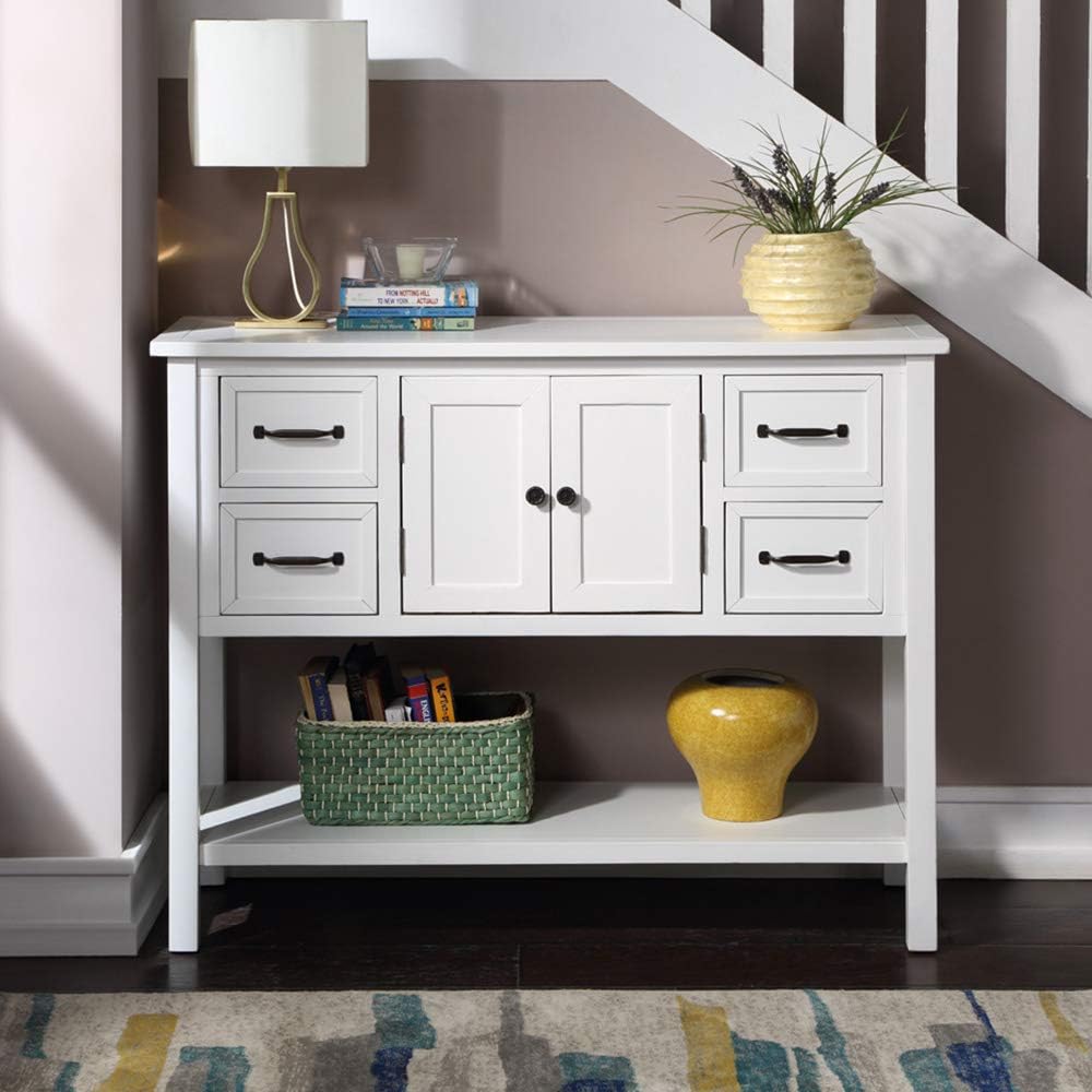 Henf Modern Console Table Sofa Sideboard Buffet Table for Living Room, Entryway Accent Table with Drawers, Cabinet and Bottom Shelf for Storage
