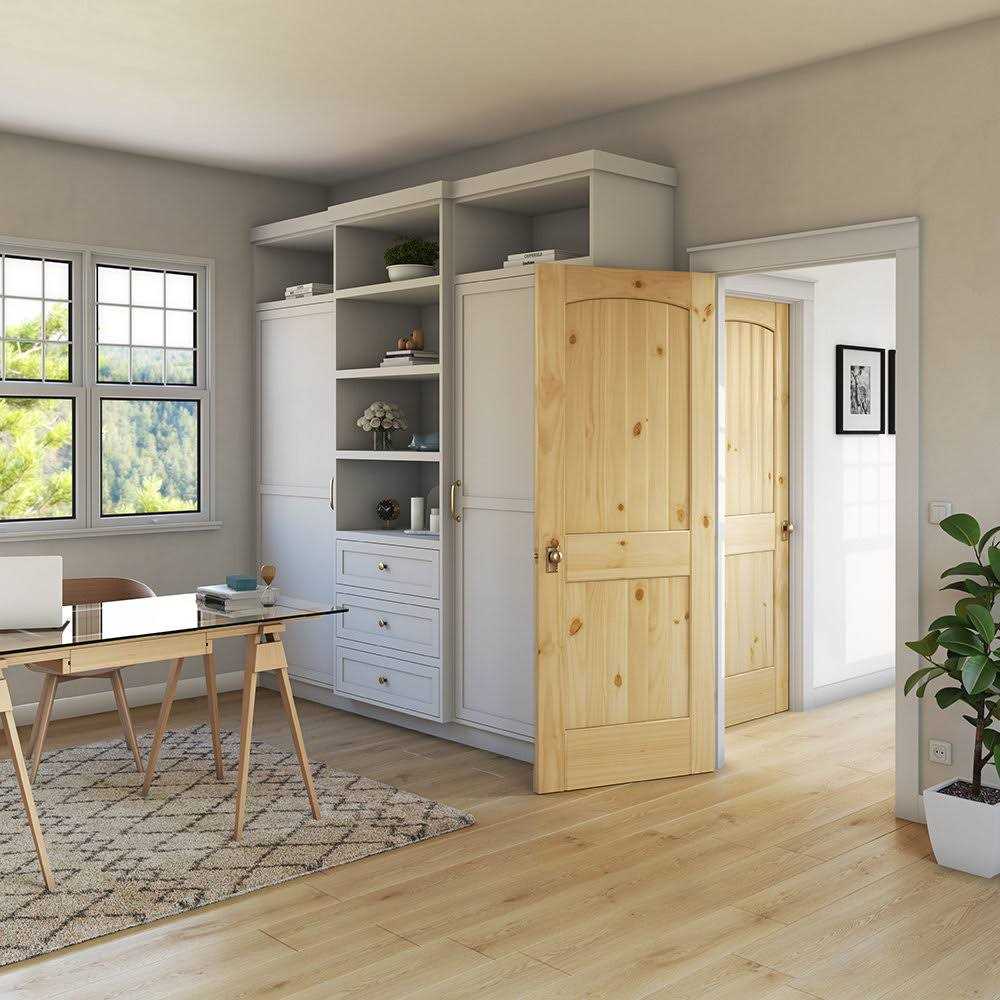 EightDoors 80 x 2 Panel V-Grooved Arch Top Knotty Pine Unfinished Solid Wood Core Door - Shop Hardware Tools Online Store