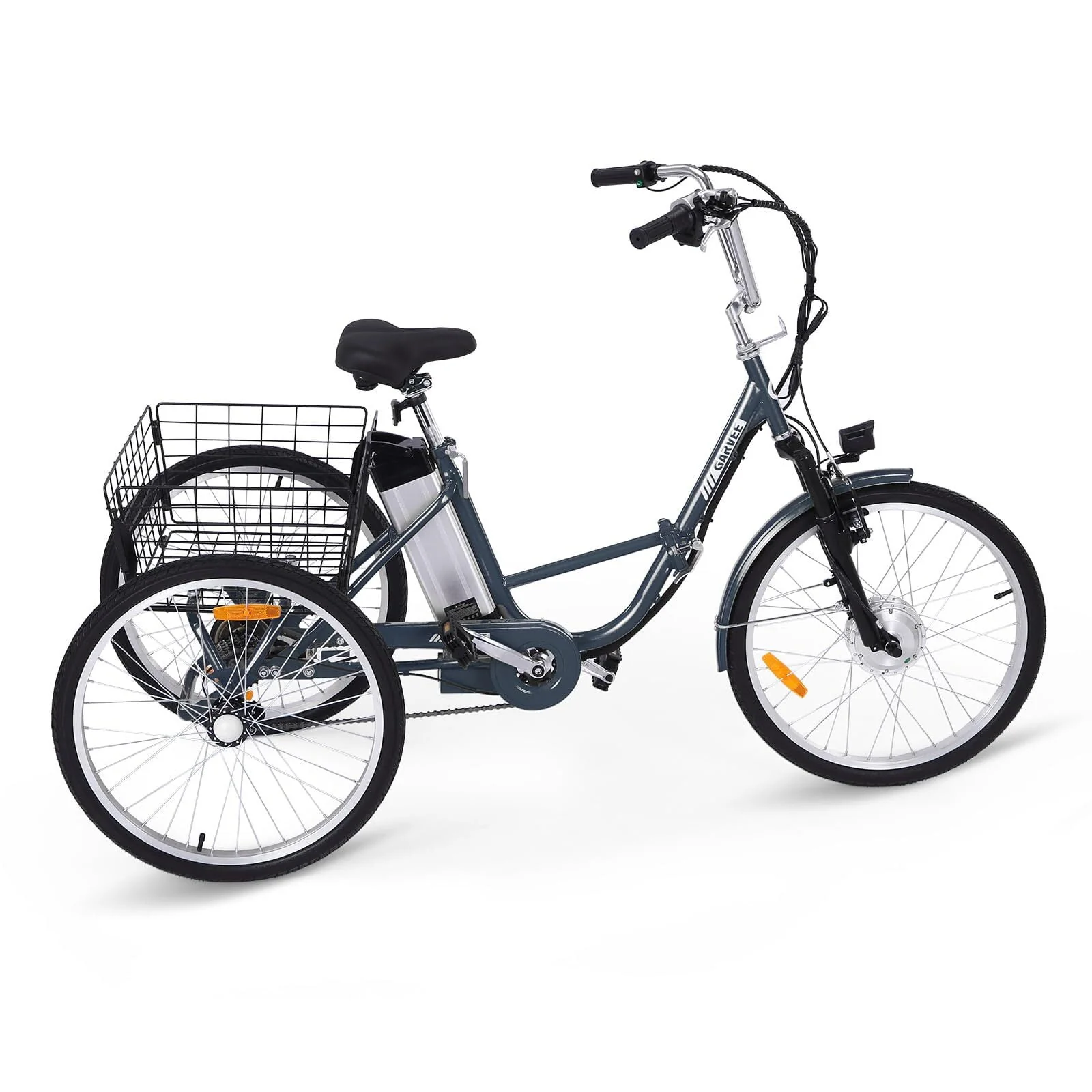 Soonbuy 24 Electric Tricycle, 7 Speeds/36V 10Ah/Large Basket, up to 330lbs , Rose Red
