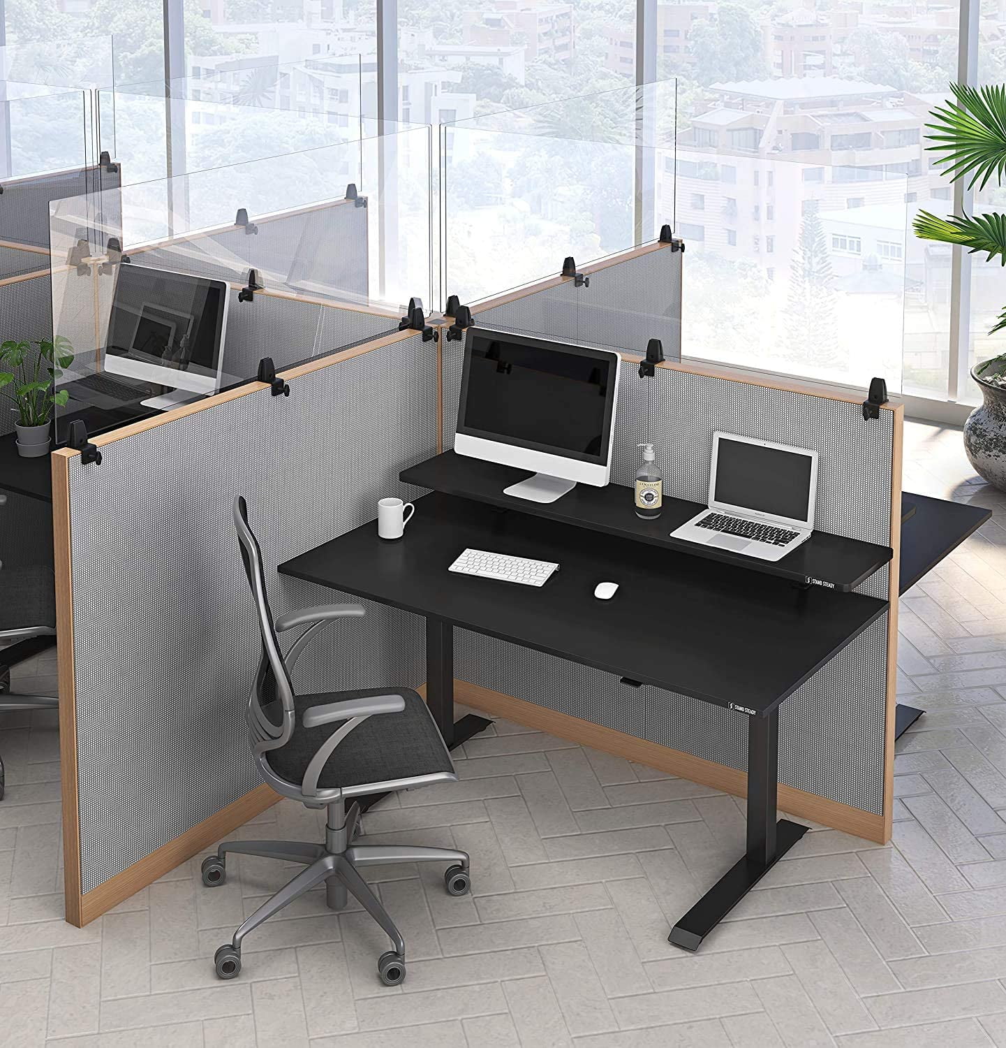 Clear Cubicle Wall Extender | Single 60 In X 30 In Panel | Clamp On Shield & Sneeze Guard | Portable Desk Divider For Desk Walls & Cubicles | For Offices, Libraries & More