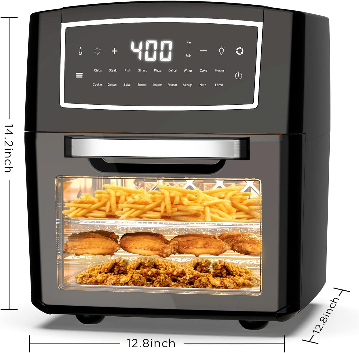 Air Fryer Oven, 18 in 1 Toaster Ovens Countertop Combo, Convection Oven Air Fryer Countertop for Rotisserie, Roast, Bake, Dehydrate,12L Air Fryer Toaster Oven Combo, 1500w, Black