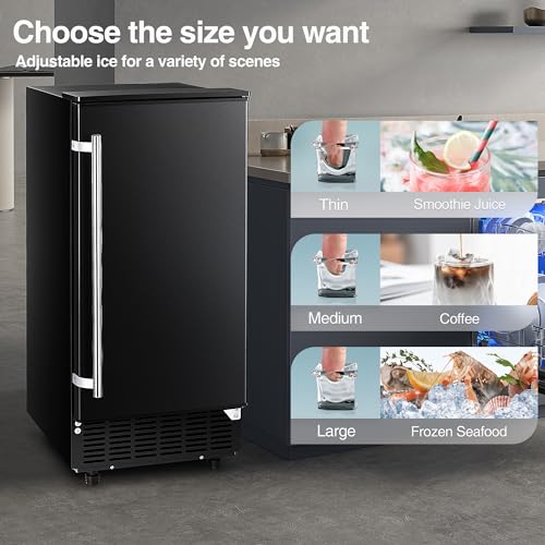AGLUCKY Commercial Built-in Ice Maker Machine,80Lbs/Day,Under Counter Ice Maker Machine with Drain Pump & 24H Timer,Reversible Door,Self Cleaning Ice Machine for Home & Office