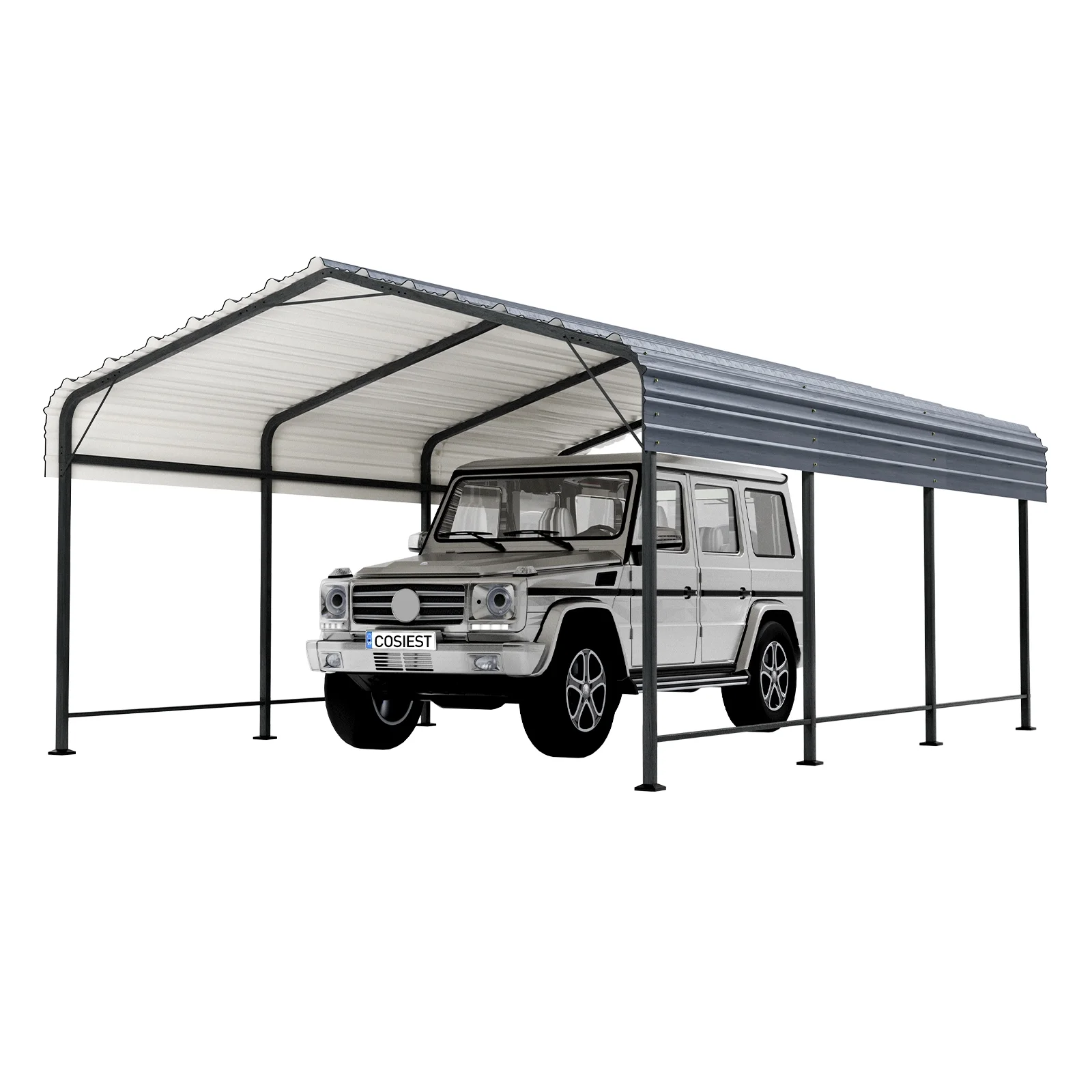 COSIEST 10'x20' Carport with Galvanized Steel Roof, Heavy Duty Metal Carport Canopy, Outdoor Garage Car Shelter Shade for Car, Boats and Truck - Curated Treasures Market