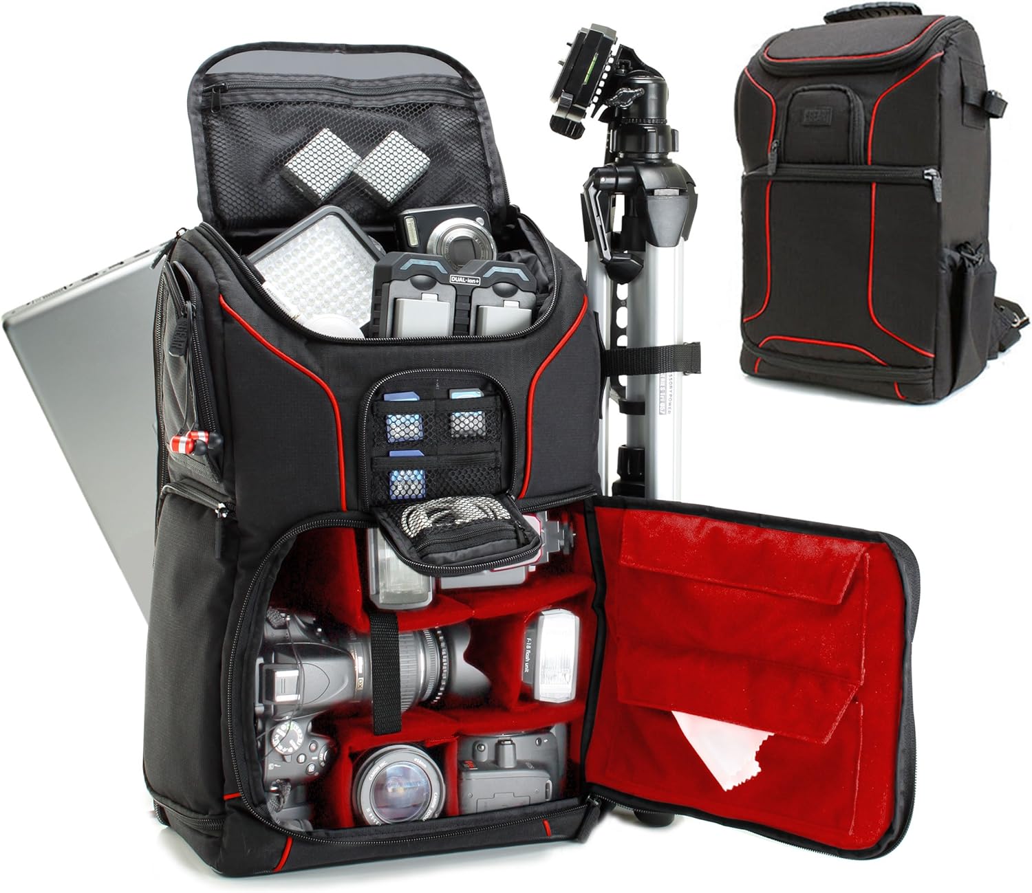 USA Gear DSLR Camera Backpack Case - 15.6 inch Laptop Compartment, Padded Custom Dividers, Tripod Holder, Rain Cover, Long-Lasting Durability and Storage Pockets - Compatible with Many DSLRs (Green)