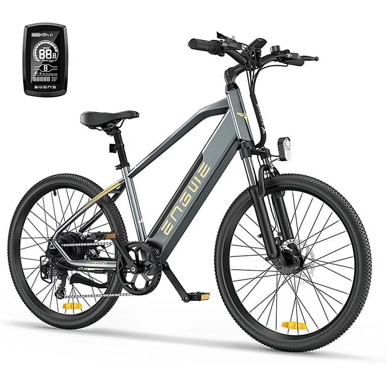 ENGWE P26 Electric Bike for Adults,500W 19.9MPH Electric Mountain Bicycle,26" City Commuter E-bike with Removable 48V/13Ah Battery,Grey - Curated Treasures Market