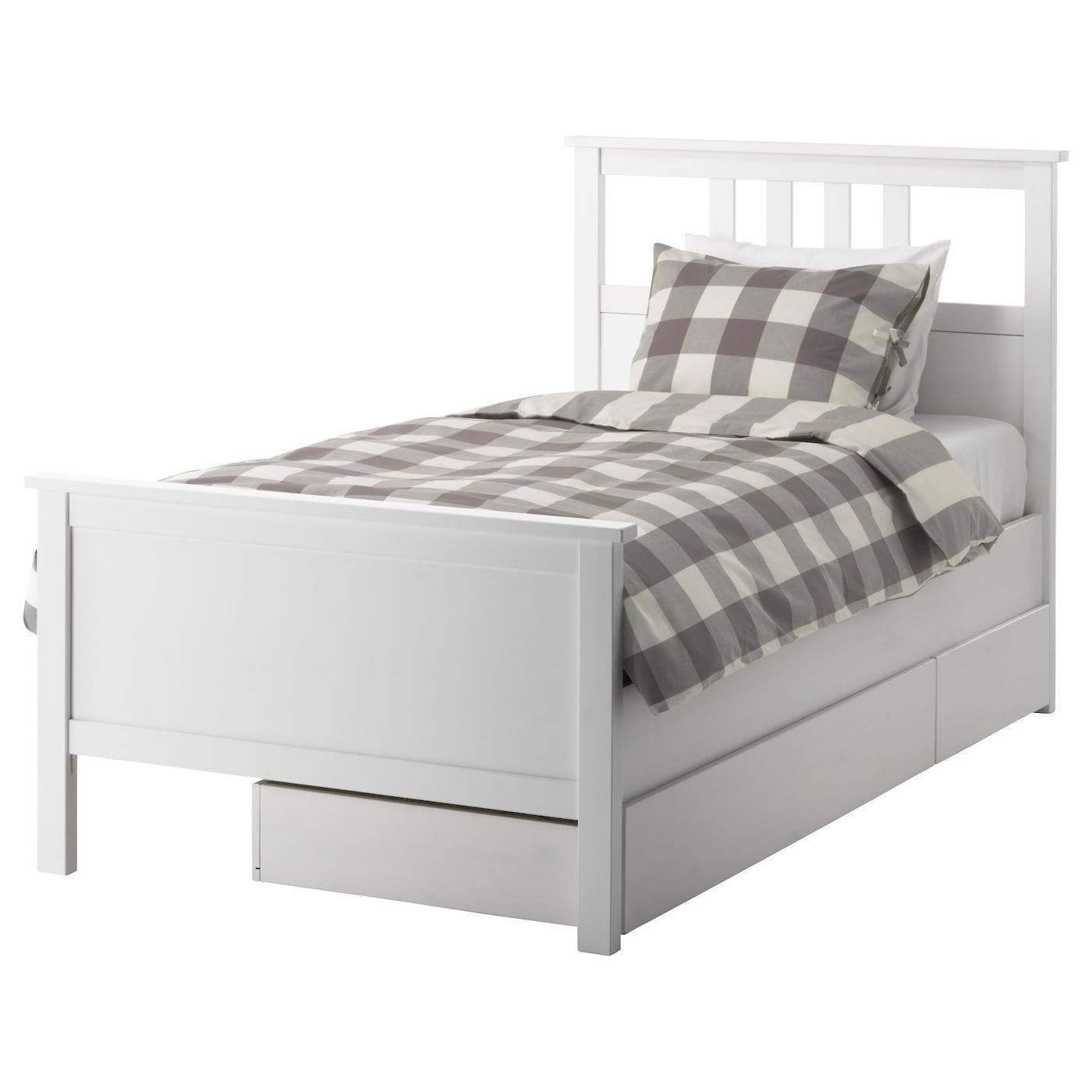 IKEA - HEMNES Bed Frame with 2 Storage Boxes, White Stain, Twin