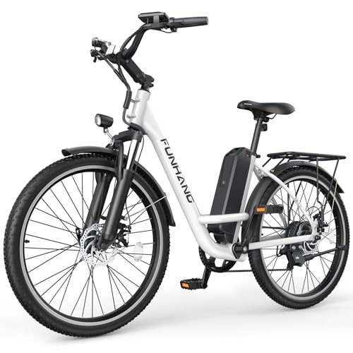 Electric Bike for Adults, 1000W Peak Ebike, 21.7MPH 50Miles City Cruiser Ebikes, 26" Step Thru Electric Bicycle with 48V Removable Battery, Adjustable Stem, Rear Rack, Front Suspension,7 Speed