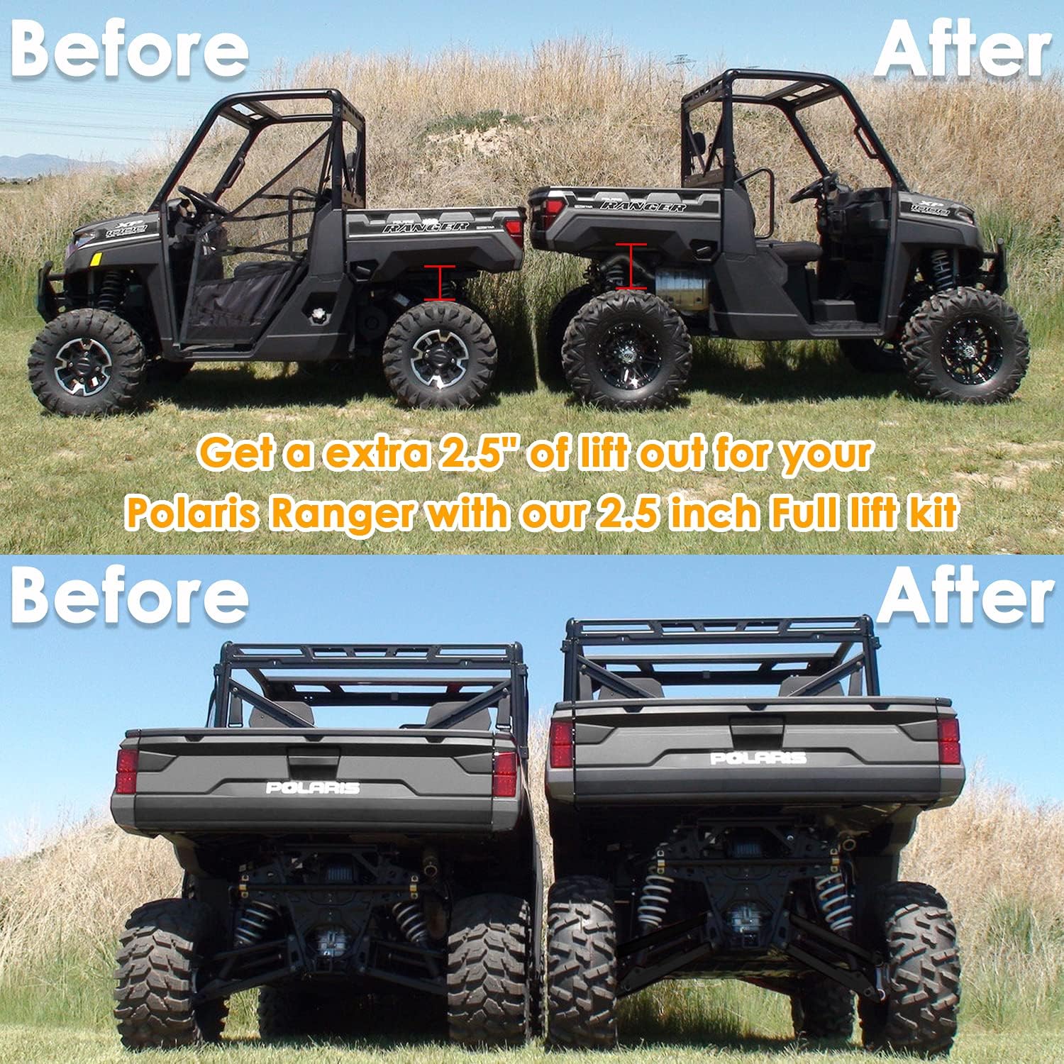 2.5'' Lift Kit UTV Front & Rear Suspension for Polaris Ranger 500/570/CREW Midsize 2014 2015 2016 2017 2018 2019 2020 2021 Pack of 2