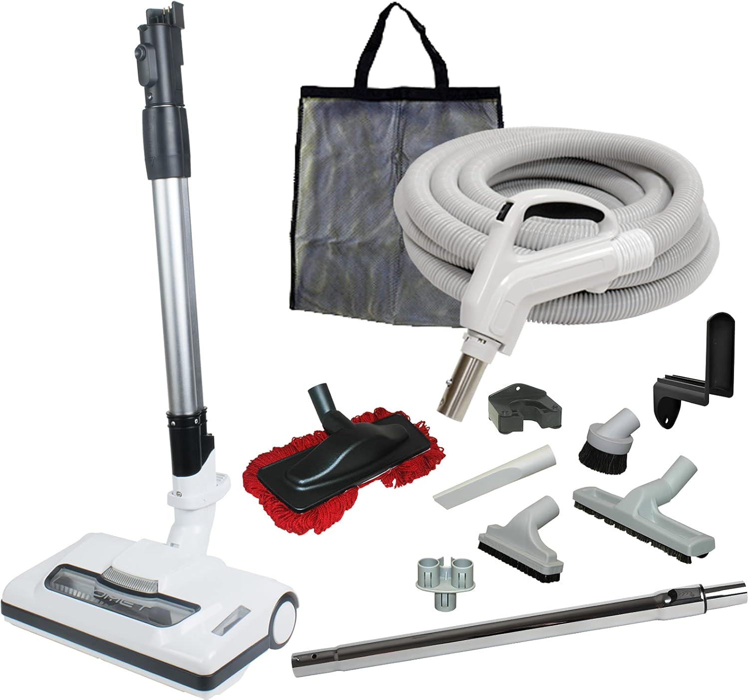 35' "Comet Central Vacuum Attachment Kit with Hose, Power Head & Tools - Works with All Brands of Central Vacuum Units