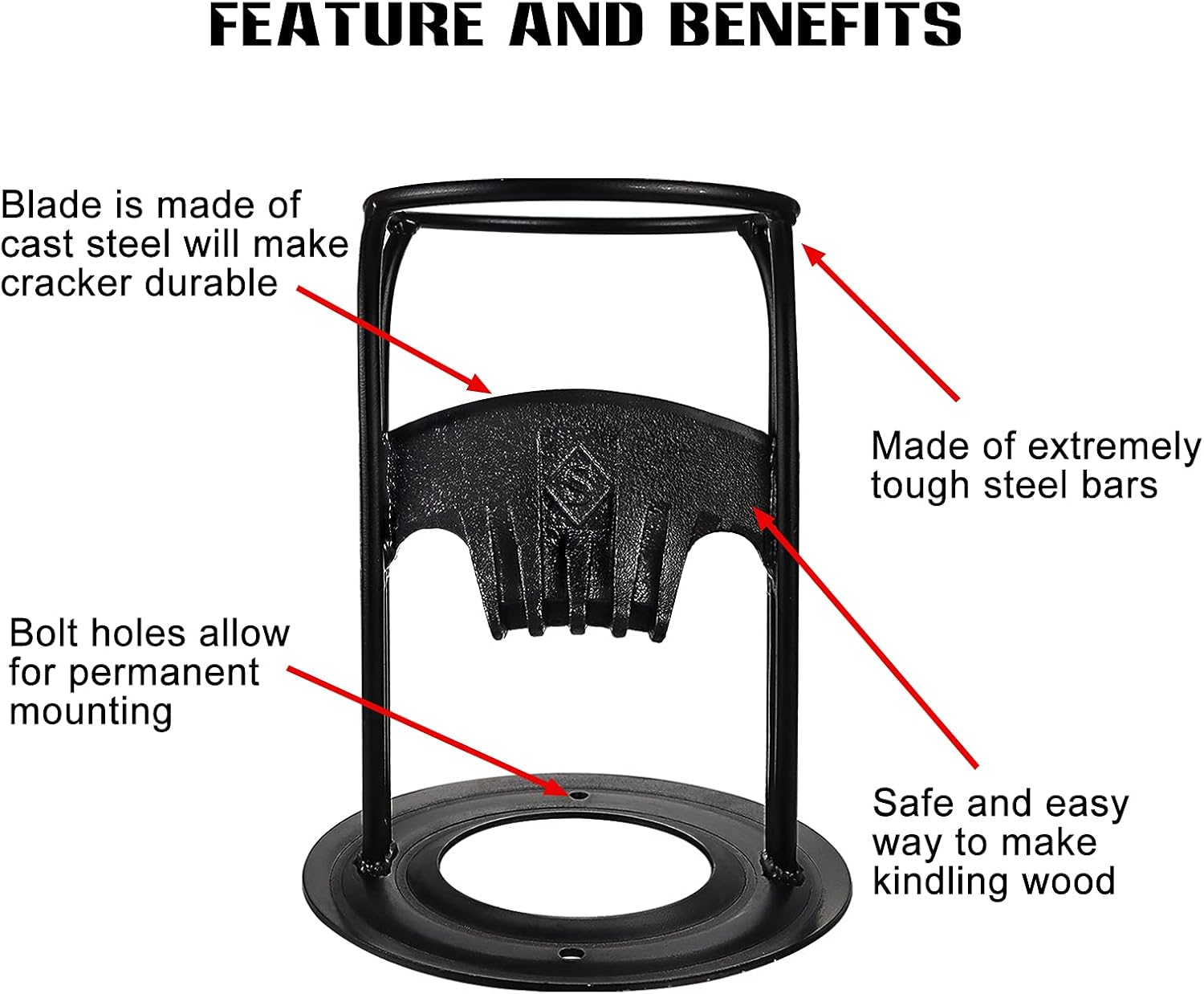 SnugNiture Firewood Kindling Splitter with Cover, Manual Kindling Log Splitting Tool, Cast Iron Log Splitting Wedge, Hand Sturdy Firewood Cutter, Splits Firewood Safely and Easily