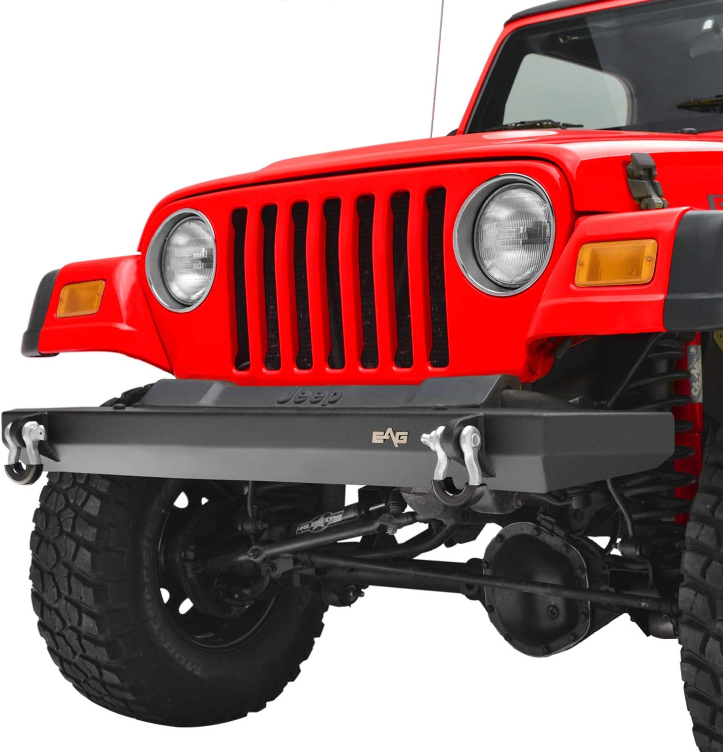 KML Front Bumper Black Textured Off Road Rock Crawler Fit for 87-06 Wrangler TJ YJ