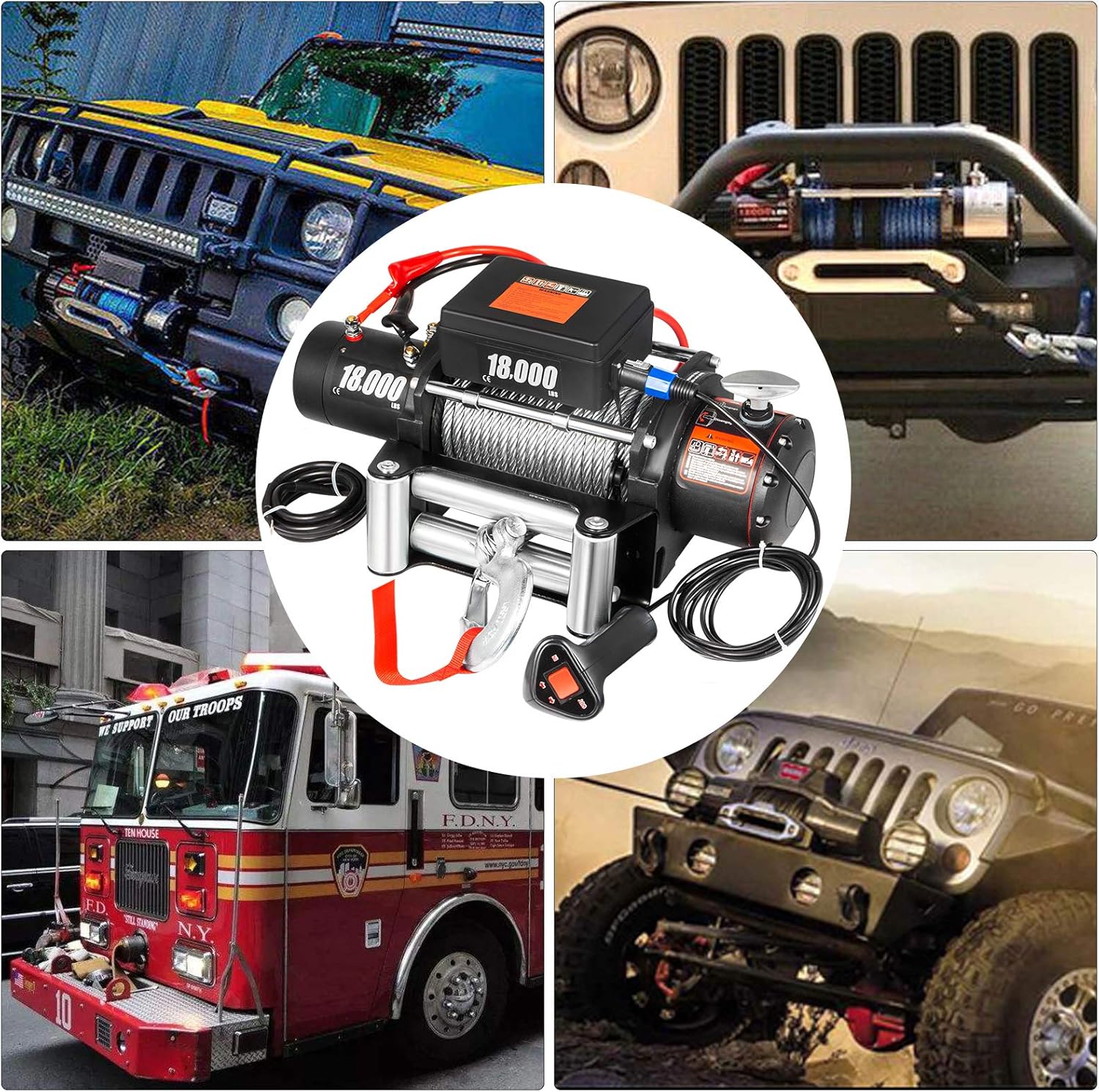 VEVOR Truck Winch 18000lbs Electric Winch Cable Steel 12V Power Winch with Wireless Remote Control and Powerful Motor for UTV ATV