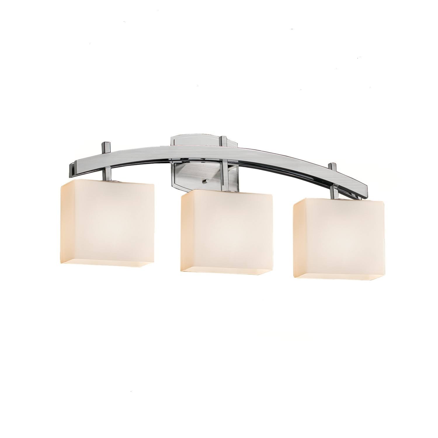 Justice Design FSN-8593-55-OPAL-NCKL-LED3-2100 Fusion Archway - 3 Light Bath Bar Dedicated LED Brushed Nickel Finish