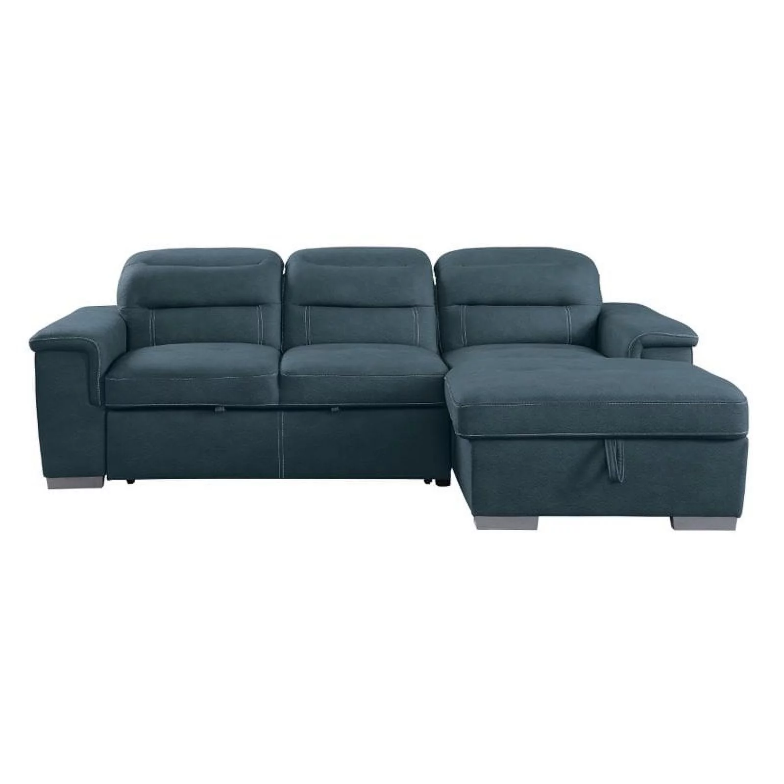 Lexicon Alfio Microfiber Sectional Sofa with Pull Out Bed in Blue