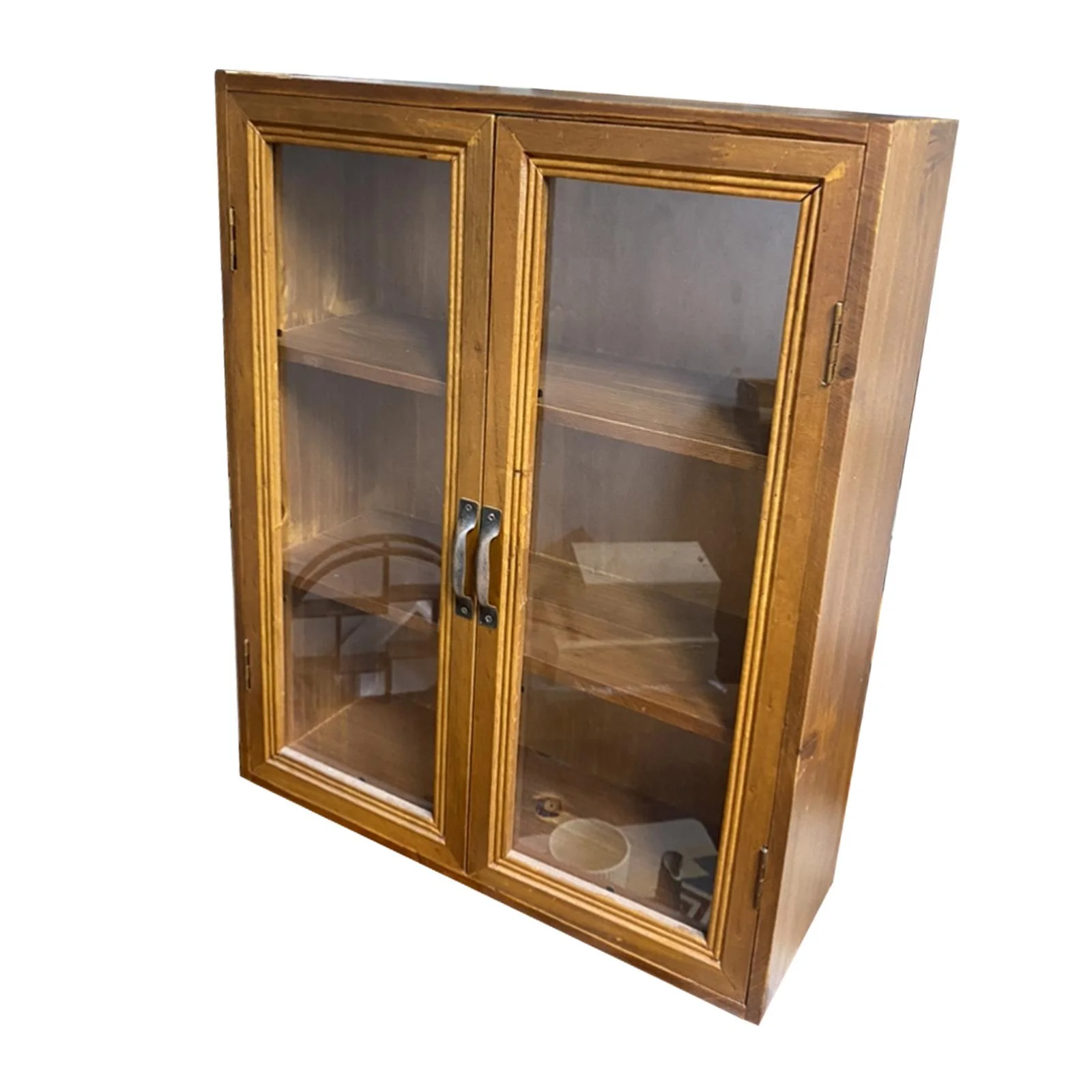 Retro Storage Cabinet Organizer Tabletop Showcase Small Rustic Display Cabinet Storage Shelf for Dresser Bedroom Living Room Style C