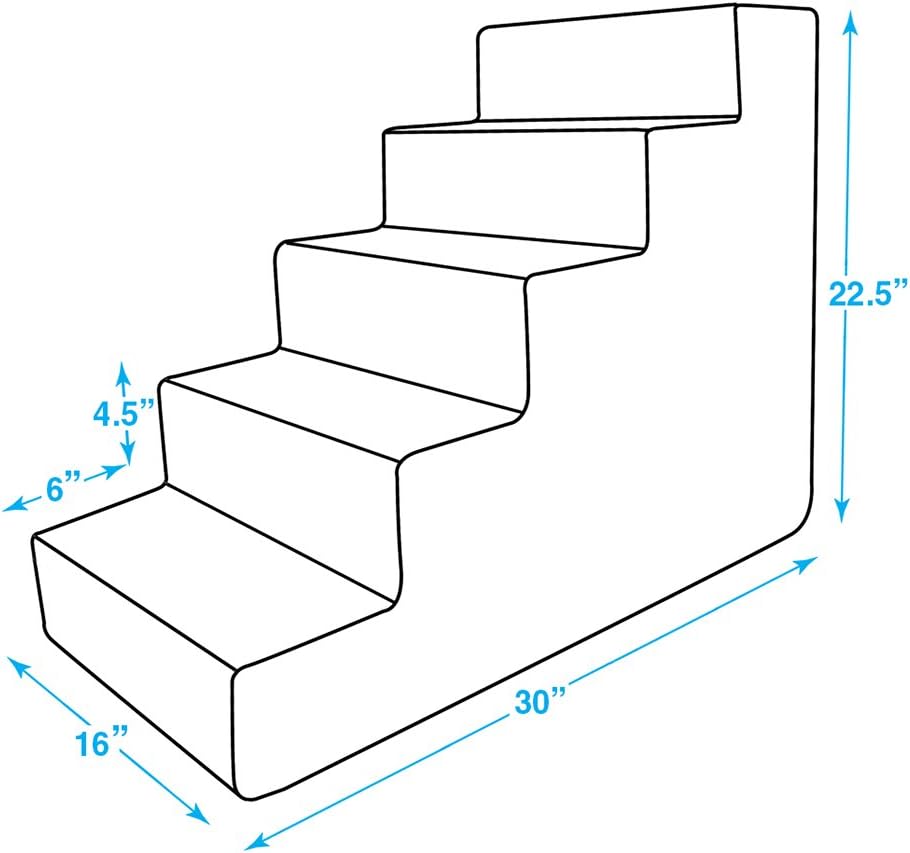Best Pet Supplies Pet Steps and Stairs with CertiPUR-US Certified Foam for Dogs and Cats - Gray Lattice Print, 5-Step (H: 22.5) Pack of 2