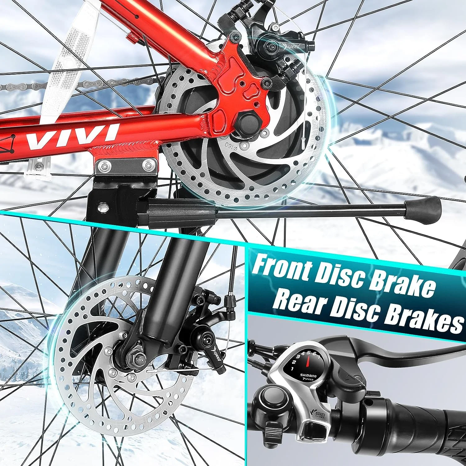 Vivi Electric Bike 26 x 4.0 Fat Tire Electric Bike 500W All Terrain Electric Bike 50 Miles Long Range Electric Mountain Bike Beach Bike Snow Bike