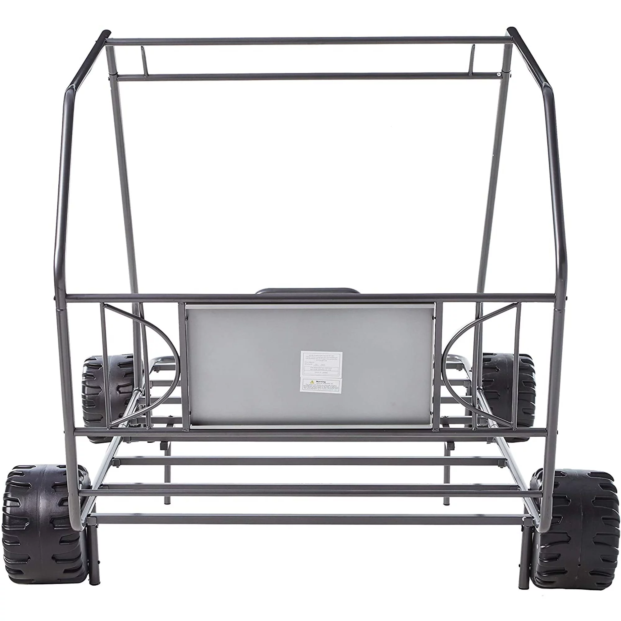 Miekor Furniture Xander Twin Car Bed in Gunmetal Metal Go Kart Dune Buggy Frame Boys Racing Slat Style