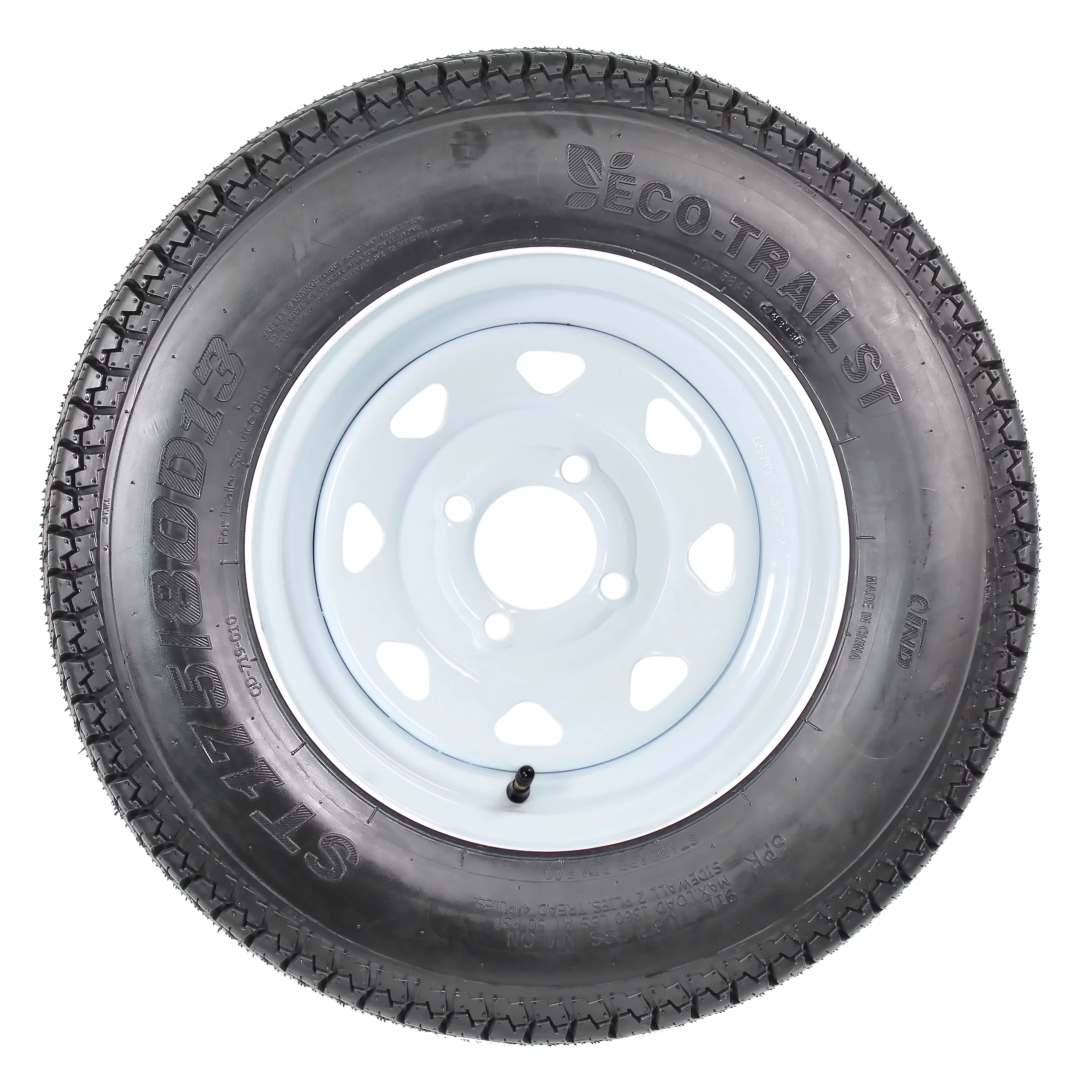 2-Pack Trailer Tire On Rim ST175/80D13 175/80 D 13 LRC 4 Lug White Spoke Wheel