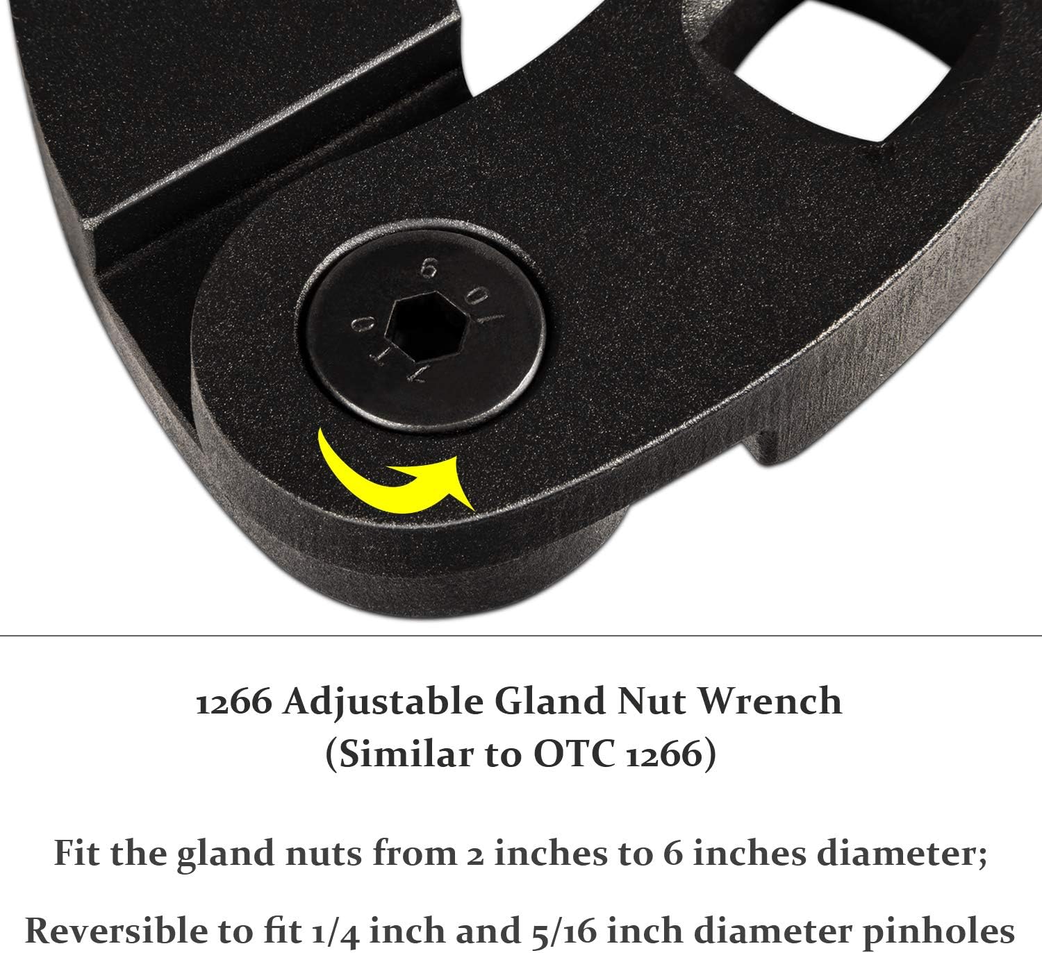 1266 Adjustable Gland Nut Wrench for Hydraulic Cylinders on Most Farm and Construction Equipment, Case 480E/580/580D/580 SE/580 ck/180 Backhoe, Case 1150h dozer, Bobcat cylinders, Hyd Cyl and etc.