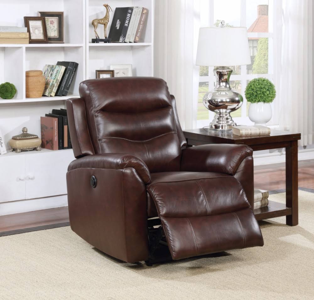 Benzara Recliner (Power Motion) Brown Leather