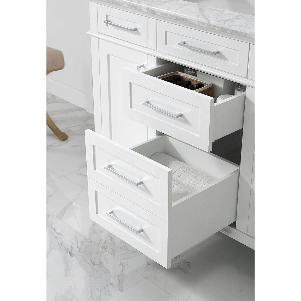 Home Decorators Collection Sonoma 48 in. W x 22 in. D Vanity in White with Carrara Marble Top with White Sinks