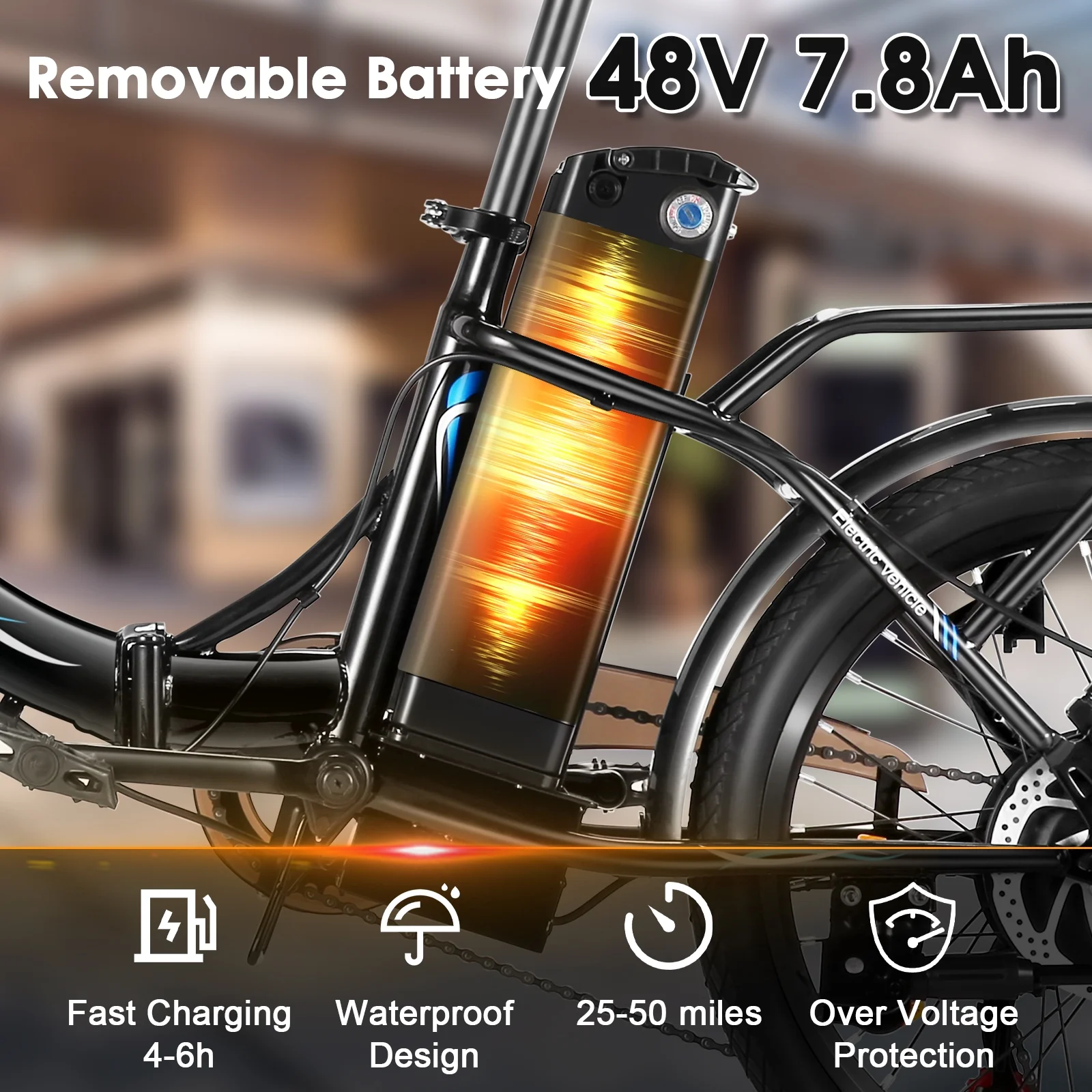 Elifine 500W Folding Electric Bike for Adults, 20" Foldable Ebike with 5 Riding Modes, 48V 7.8Ah Battery, 50 Miles Range Commuter City Electric Bicycle