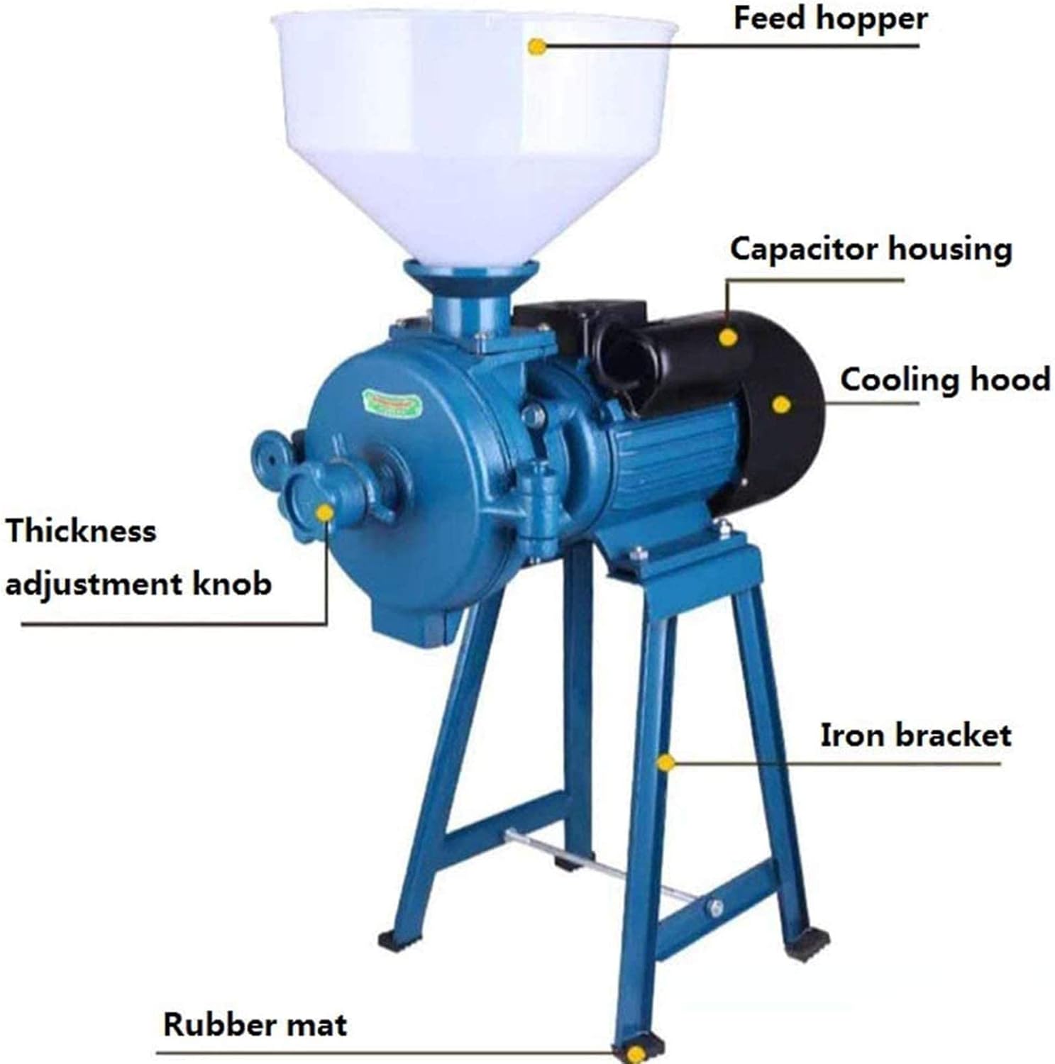 1500W Commercial Mill Grinder For Home Stores, Electric Grain Dry Feed Flour Milling Machine,Cereals Grinder With Funnel,Corn/Coffee/Wheat/Rice