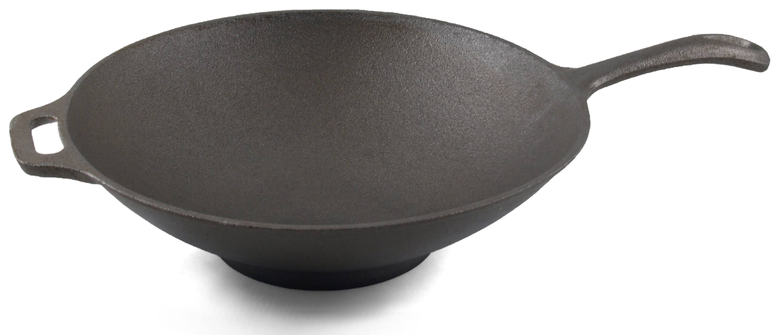 BigKitchen Cast Iron Heavy Duty Camping Wok with Handles 12 inch