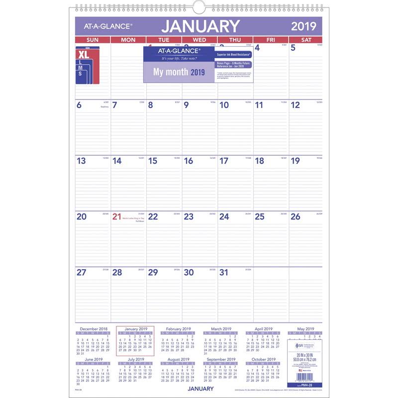 At-a-glance 2019 Monthly Wall Calendar