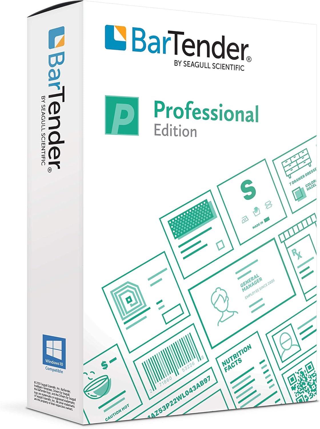 Bartender Software - 2021 Professional Edition (Application License + 1 Printer License + 1 Year of Standard Maintenance and Support)