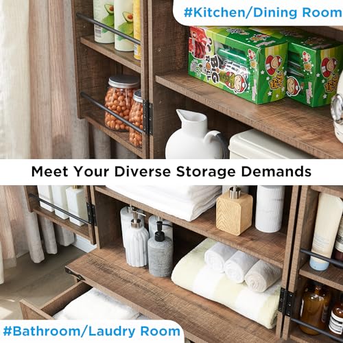 72" Farmhouse Kitchen Pantry Cabinet with Drawer, Tall Storage Cabinet with 2 Barn Doors and Shelves, Versatile Large Rustic Cupboard for Dining Room, Bathroom, Living Room, Laudry, White