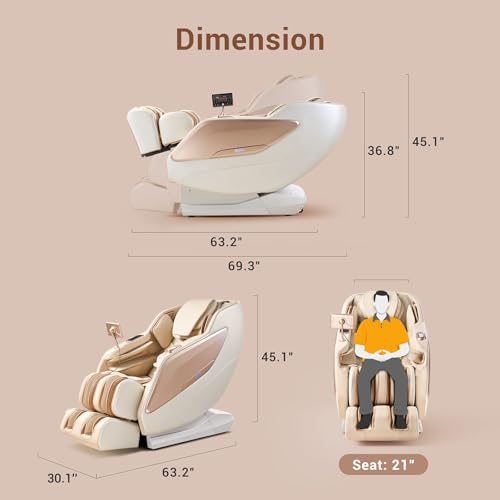 MYNTA 2025 Massage Chair Full Body, Zero Gravity SL Track Full Body Massage Recliner Chairs with Calf Heating, Thai Strectch, M1820 Brown