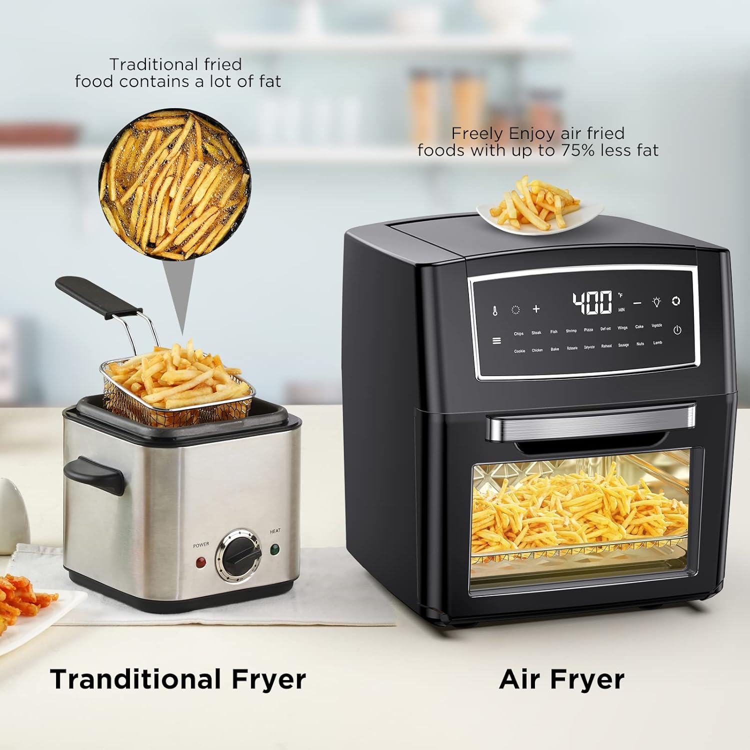 Air Fryer Oven, 18 in 1 Toaster Ovens Countertop Combo, Convection Oven Air Fryer Countertop for Rotisserie, Roast, Bake, Dehydrate,12L Air Fryer Toaster Oven Combo, 1500w, Black