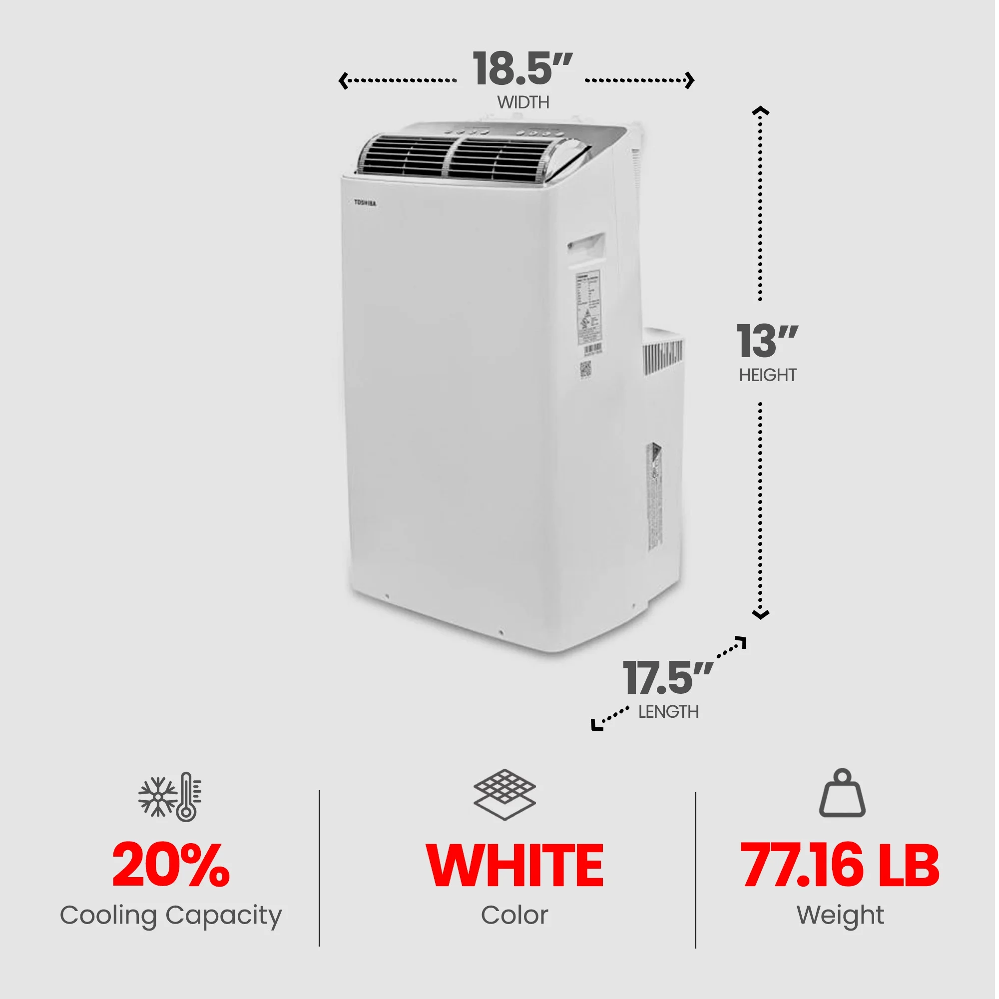 Toshiba Smart Inverter Portable Air Conditioner with Hose in Hose Design