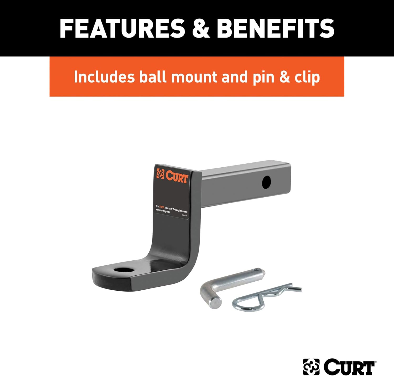 CURT 115243 Class 1 Trailer Hitch with Ball Mount, 1-1/4-In Receiver, Fits Select Mini Cooper Clubman