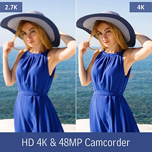 Camcorder Video Camera 4K Ultra 48MP with IR Night Vision,18X Digital Zoom Camcorder Recorder 3" 270° Rotation Touch screen Vlogging Camera for YouTube with Remote Control,2 Batteries,32GB SD Card