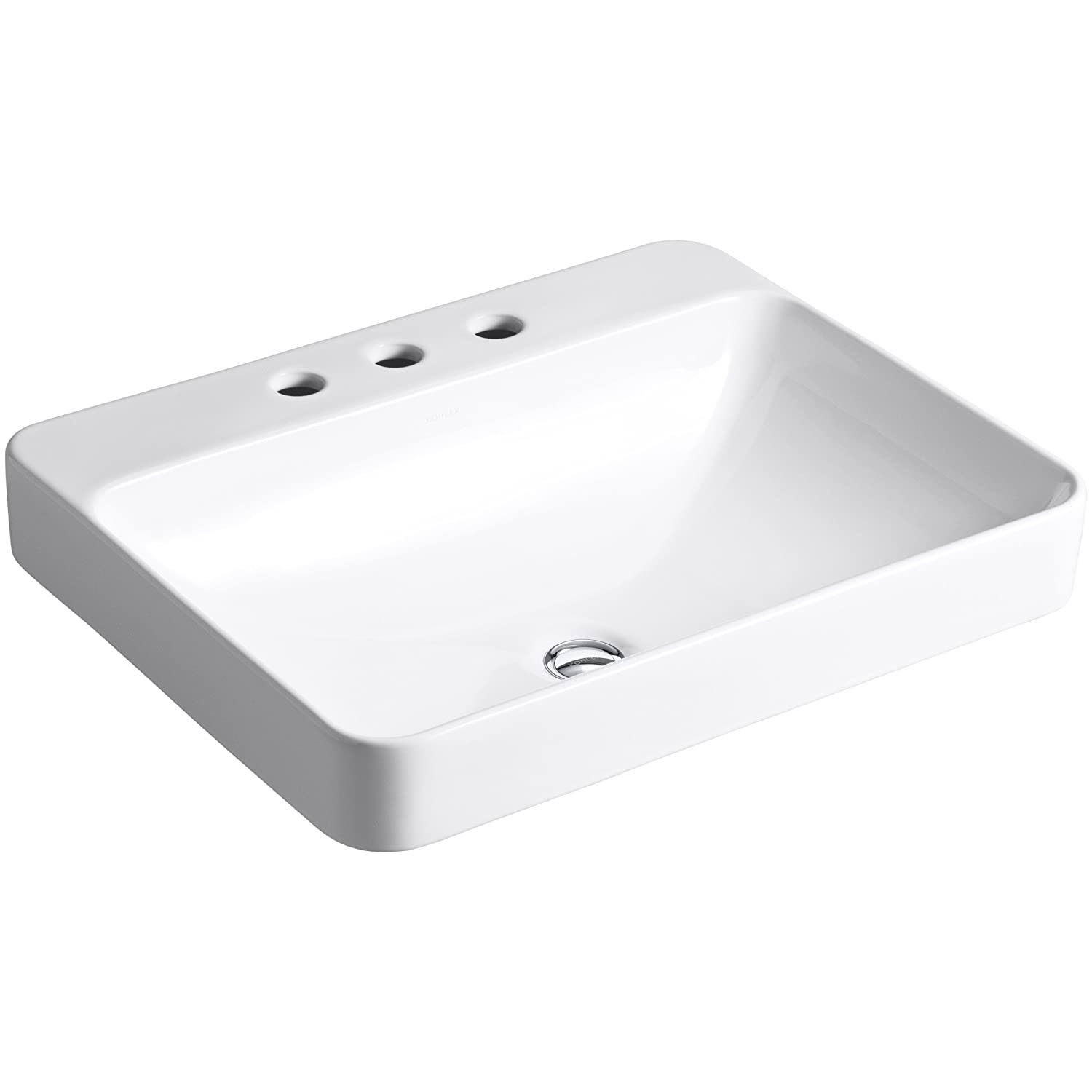 Kohler K-2660-8-0 Vox Rectangle Vessel with Widespread Faucet Holes, White