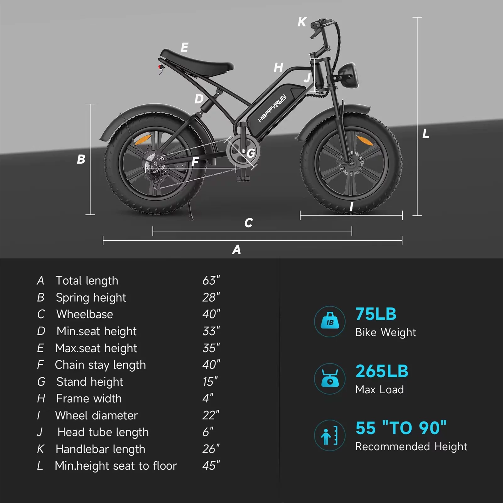 HAPPYRUN Bicycle,Bike With 48v 20*4.0'' Fat Tire Removable Battery 7 18ah Removable Battery Bike E Bike Tire Bike E Bike 750w 20*4.0'' 750w 20*4.0'' Fat Battery 7 Speed E Bike With 48v 18ah Removable - Curated Treasures Market