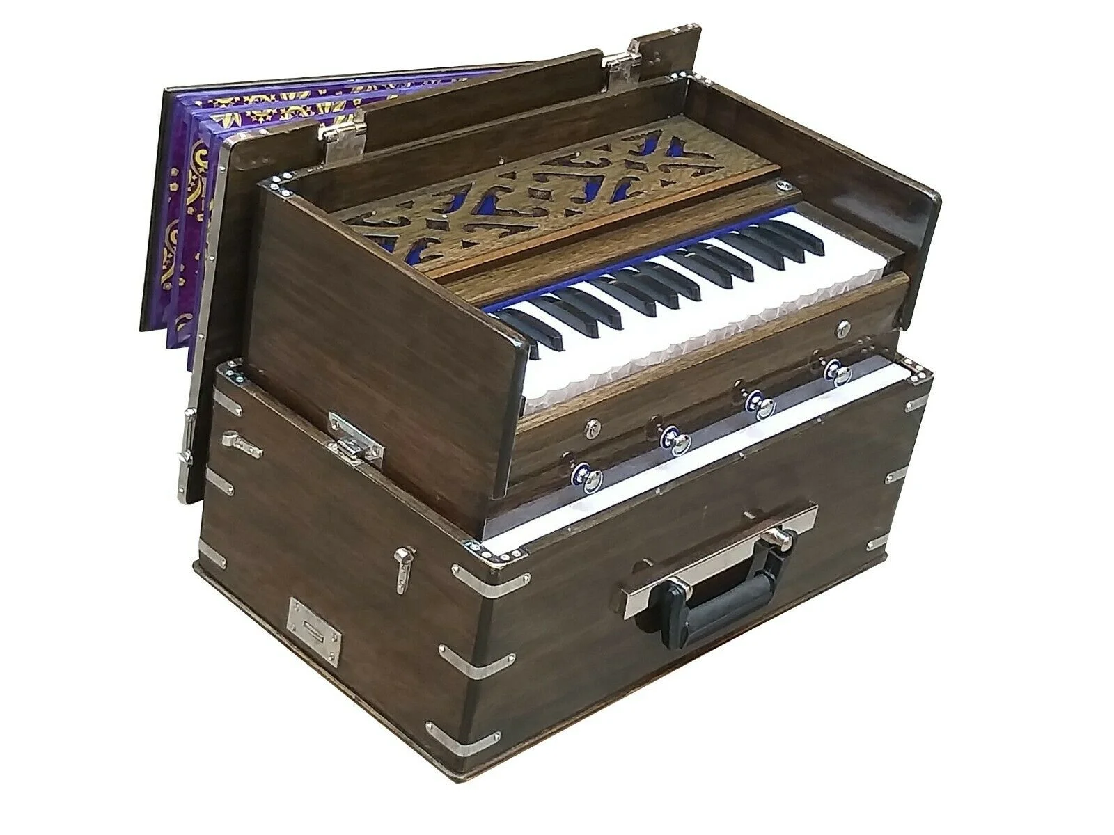 SAFRI HARMONIUM~2 OCTAVE~4 STOPS~DOUBLE REEDS~32 KEYS~TUNED TO 440 Hz~TRAVELER~SUITABLE FOR BHAJAN,KIRTAN,YOGA - Curated Treasures Market