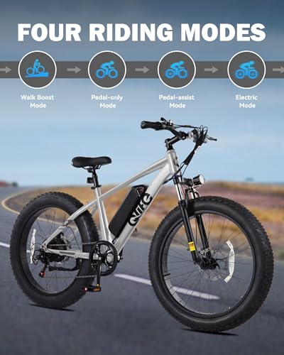Racer Plus Adult Electric Bicycle, Peak 1000W Motor Electric Bike for Adults, Up to 28MPH 65Miles, 26x4.0 Fat Tire Electric Mountain Bike with 48V 13AH Battery, 7 Speed Front Suspension E Bike