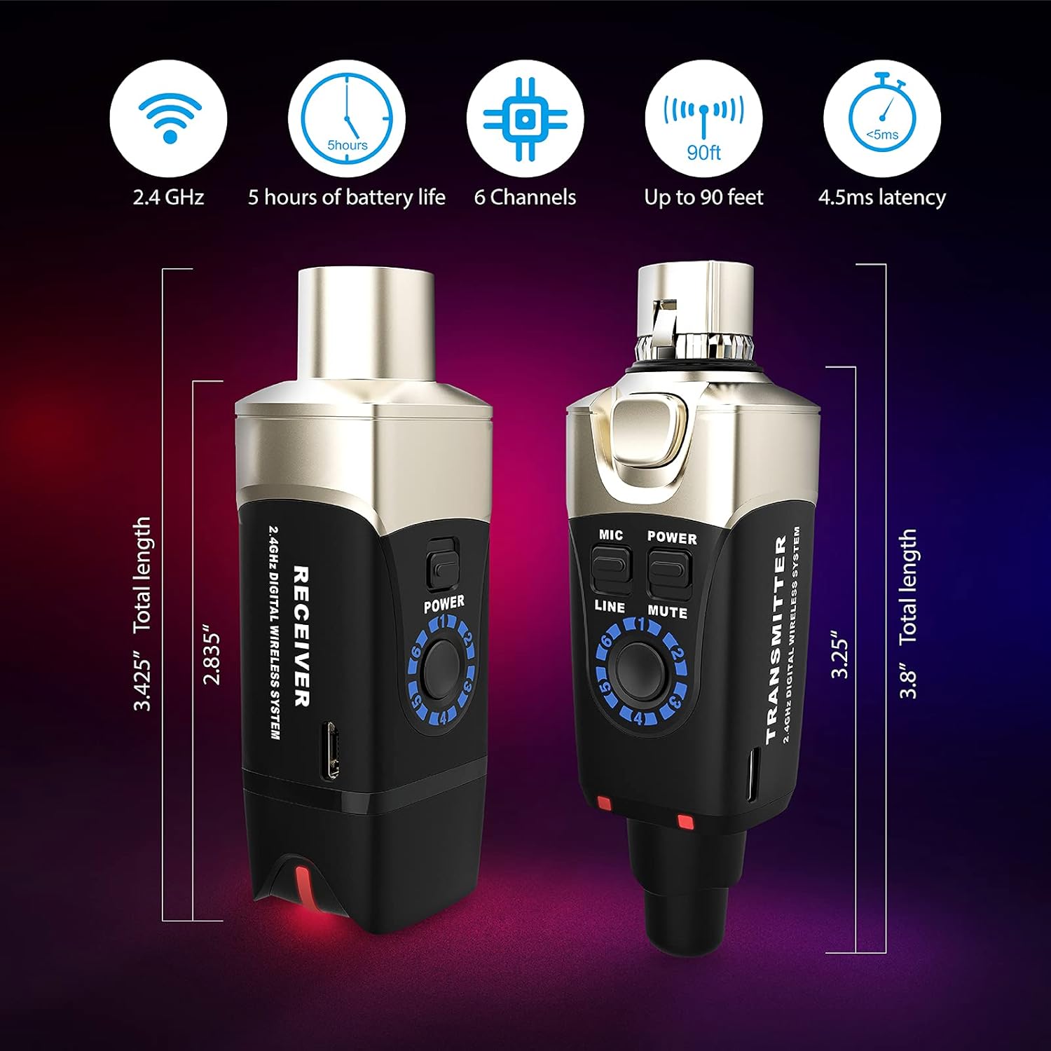 Xvive U3 Plug-on Microphone Wireless System Wireless XLR for Dynamic Microphone Audio Mixer, PA System and DSLR Camera