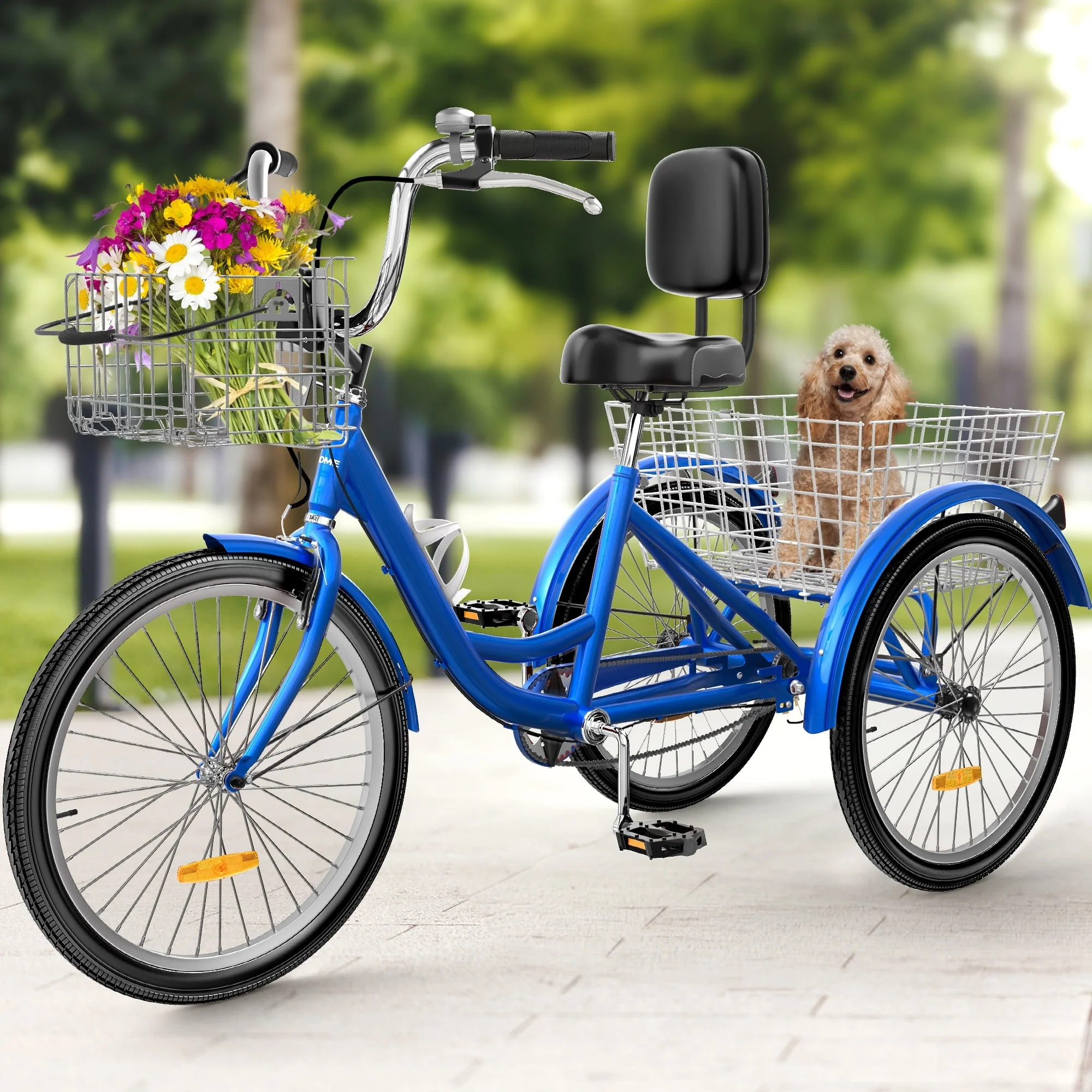 26 Adult Tricycle 3 Wheel Bikes 1 Speed Trike Bike 24 - Blue